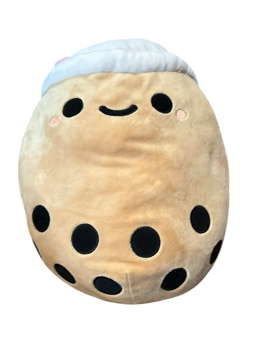 Plush Bubble Tea Boba Bear - Beige and Black Stuffed Toy